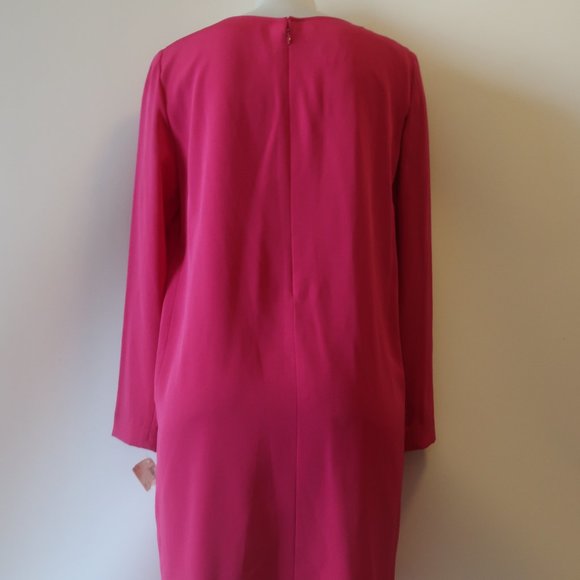 NWT Womens Jeannene Booher Fuchsia Pink Long Sleeve Shift Dress 8 * - Picture 6 of 8